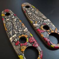 ESEE Izula 2 maple handle scales - Autumn Owl / hand-painted