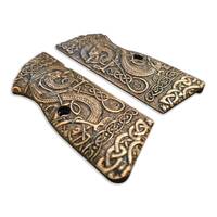 Browning Hi-Power Maple Grips - Celtic Gates / Hand-painted