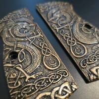 Browning Hi-Power Maple Grips - Celtic Gates / Hand-painted