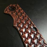 Hinderer Project X maple handle scales - Dragon Scales Dark Cherry / hand-painted