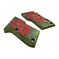 Beretta 21A Bobcat Maple Grips - Hibiscus / Hand-painted