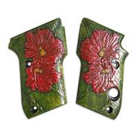 Beretta 21A Bobcat maple grips - Hibiscus / hand-painted