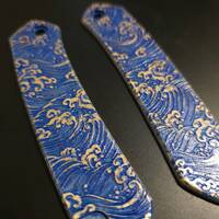 CIVIVI Vision FG maple handle scales - Japan Wave / hand-painted