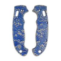 Spyderco Manix 2 XL maple handle scales - Japan Wave / hand-painted