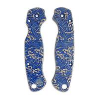 Spyderco Para Military 2 Cru-Wear maple handle scales - Japan Wave / hand-painted