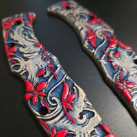 Spyderco Endura 4/Matriarch 2 maple handle scales - Japanese Maple / hand-painted