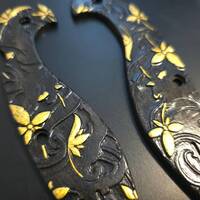 Spyderco Sliverax maple handle scales - Japanese Maple Black Gold / hand-painted