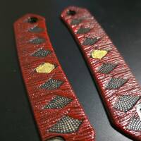 CIVIVI Vision FG maple handle scales - Katana Red Gold Coin / hand-painted