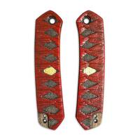 CIVIVI Vision FG maple handle scales - Katana Red Gold Coin / hand-painted