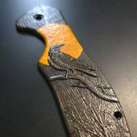 Kershaw Emerson CQC 6K/7K maple handle scales - Orange Raven Black / hand-painted