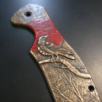Kershaw Emerson CQC 6K/7K maple handle scales - Red Raven / hand-painted