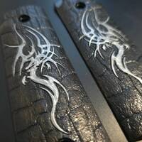 Ruger Mark IV 22/45 Maple Grips - Charcoal Tribal Dragon / Hand-painted