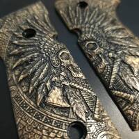Beretta 92 Full-Size Maple Grips - War Chief / Hand-painted