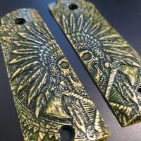 Ruger Mark IV 22/45 Maple Grips - War Chief Green / Hand-painted