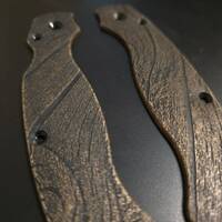 Spyderco Military 2 Cru-Wear maple handle scales - Wood Bark (3169) / hand-painted