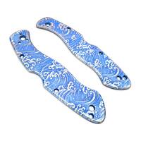 Spyderco Civilian maple handle scales - Japan Wave / hand-painted