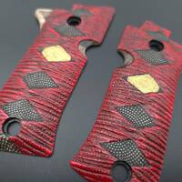 Beretta 80X Cheetah Maple Grips - Katana Red Gold Coin / Hand-painted