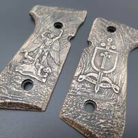 Beretta 92 Full-Size Maple Grips - Quis Ut Deus V2 / Hand-painted