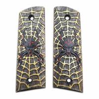 Spider X Web Black Red Gold - Gearhead Archery 1911 Slider Bow Grips