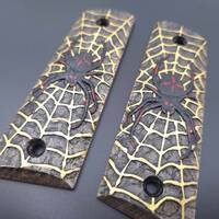 Spider X Web Black Red Gold - Gearhead Archery 1911 Slider Bow Grips