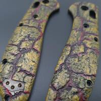 Textured V1 Yellow Red Dark - Benchmade Griptilian Custom CU551, G10 550-1, G10 551-1 Knife Scales by Svechnikov Knives