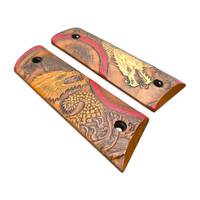 Yin Yang Dragon Orange Gold Red - Gearhead Archery 1911 Slider Bow Grips