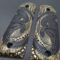 1911 Full-Size Maple Grips - Alien Green Black / Hand-painted