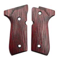 Beretta 92 full-size maple grips - Fibers Dark Blood / hand-painted
