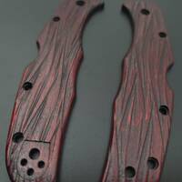 Spyderco Endura 4/Matriarch 2 maple handle scales - Fibers Dark Blood / hand-painted