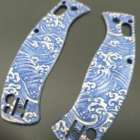 Spyderco D'Allara 3 maple handle scales - Japan Wave / hand-painted