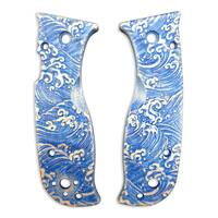 Spyderco Lil' Temperance 3/Lightweight maple handle scales - Japan Wave / hand-painted