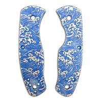 Spyderco Persistence maple handle scales - Japan Wave / hand-painted