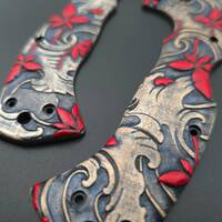 Cold Steel 4-Max Elite maple handle scales - Japanese Maple / hand-painted