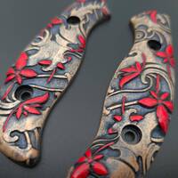 Spyderco Mule Team/2 maple handle scales - Japanese Maple / hand-painted