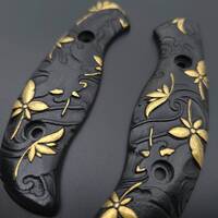 Spyderco Mule Team/2 maple handle scales - Japanese Maple Black Gold / hand-painted