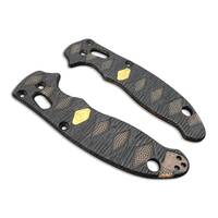 Spyderco Manix 2 maple handle scales - Katana Black Gold Coin / hand-painted