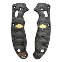 Spyderco Manix 2 maple handle scales - Katana Black Gold Coin / hand-painted