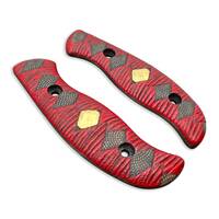 Spyderco Mule Team/2 maple handle scales - Katana Red Gold Coin / hand-painted