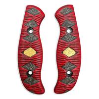 Spyderco Mule Team/2 maple handle scales - Katana Red Gold Coin / hand-painted