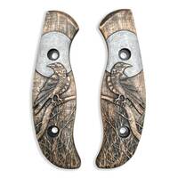 Spyderco Mule Team/2 maple handle scales - Moon Raven / hand-painted