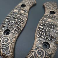 Spyderco Mule Team/2 maple handle scales - Psalms 23:4 / hand-painted