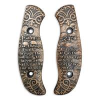 Spyderco Mule Team/2 maple handle scales - Psalms 23:4 / hand-painted