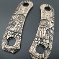 Knafs Lander 4 maple handle scales - Rise Up Skull / hand-painted