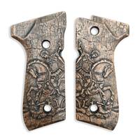 Beretta 92 full-size maple grips - St George / hand-painted