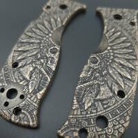 Spyderco Lil' Temperance 3/Lightweight maple handle scales - War Chief / hand-painted