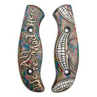 Spyderco Mule Team/2 maple handle scales - We Are All Mad Here / hand-painted