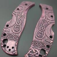 Spyderco RockJumper/LeafJumper maple handle scales - Celtic Gates Purple / hand-painted