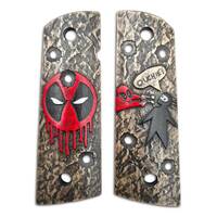 1911 full-size Magwell maple grips - Deadpool / hand-painted