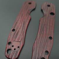 Spyderco Smock maple handle scales - Fibers Dark Blood / hand-painted