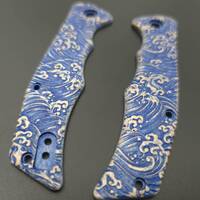 Buck 252 Trunk maple handle scales - Japan Wave / hand-painted